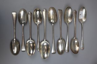 Collection of hallmarked silver spoons with mousetails - Approx weight 653g