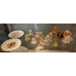 Collection of cherished teddies etc together with Bunnykins plates