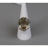 9ct gold citrine set ring - Size: L