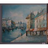 Painting of Venice, indistinct signature - Approx image size: 61cm x 51cm