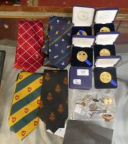 Collection of Legends of Rugby medallions together with rugby pins etc