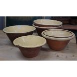 6 glazed earthenware pots - 1 A/F