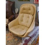 Mid century leather swivel chair