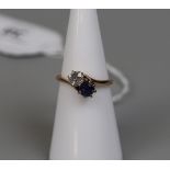 14ct gold diamond and sapphire set ring - Size: J