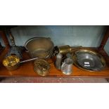 Collection of brass and pewter
