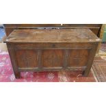 Antique oak coffer with candlebox - Approx size W: 117cm D: 45cm H: 63cm