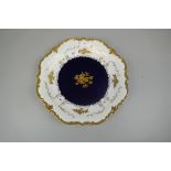 Antique Reichenbach plate - Cobalt with roses