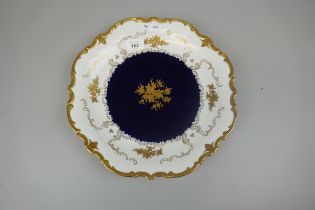 Antique Reichenbach plate - Cobalt with roses