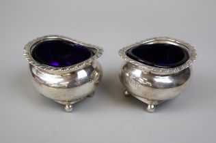 Pair of hallmarked Chester silver salts - Approx weight without liners: 110g