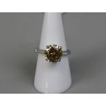Silver solitaire ring - Size: P