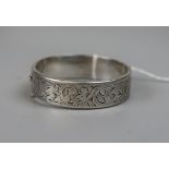 Hallmarked silver engraved bangle