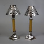 Pair of spring loaded EPNS candlesticks - Approx height 31cm and approx base width 11.5cm