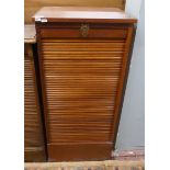 Tambour teak cabinet - Approx size W: 47cm D: 42cm H: 100cm