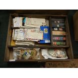 Stamps - World in collectors sorting box stamps and covers