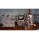 Collection of silver plate to include coffee pot, teapot etc. together with condiment set