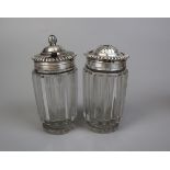 Hallmarked silver topped condiment pot and shaker