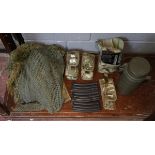 Collectables to include ghillie suit, magazine pouches and gas mask canister