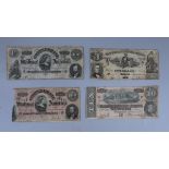 4 US Confederate bank notes