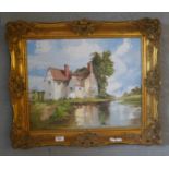 Oil on canvas of a cottage scene signed Jack R Mould (1925-1998) - Approx image size: 49cm x 39cm