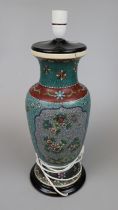 Large antique cloisonne effect vase lamp
