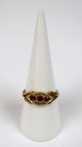 18ct gold rose diamond and ruby ring - Size P