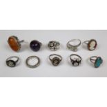 10 assorted silver rings