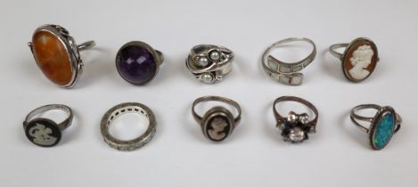 10 assorted silver rings