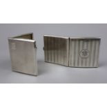 2 hallmarked silver cigarette cases. One Art Deco one Art Nouveau - Approx weight 198g