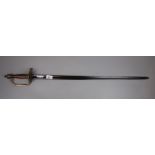 Steel bladed sword with wooden grip and crown pommel A/F