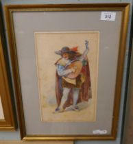 Watercolour - Musician signed H Gillard Glindoni - Approx image size: 17cm x 29cm