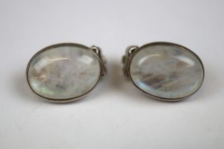 Pair of silver and moonstone earrings