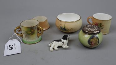 Collection of miniature blush Royal Worcester items etc