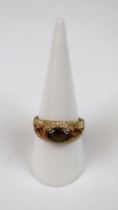 9ct gold topaz and citrine set ring - Size P