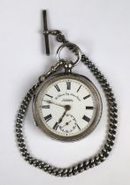 Cimax trip action hallmarked silver pocketwatch with hallmarked silver chain (H. Samual, Manchester)