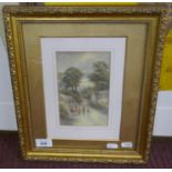 Watercolour rural scene signed Chas Masters