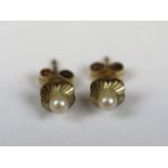 Pair of 9ct gold pearl earrings
