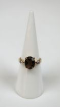 9ct topaz and diamond ring - Size L