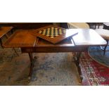 Walnut drop-leaf games table - Approx extended size: W: 152cm D: 71cm H: 69cm