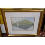 Watercolour signed R Hudson - Lake scene