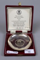 Hallmarked silver Winston Churchill commemorative dish - Approx weight 75g