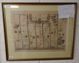 1675 John Ogilby strip map running through local area including Evesham - Approx image size: 47cm