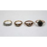 4 x 9ct gold stone set rings