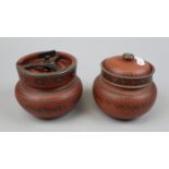 2 terracotta tobacco jars