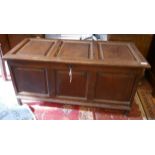 Antique oak coffer - Approx size: W: 109cm D: 49cm H: 54cm