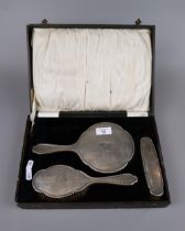 Hallmarked silver dressing table set in original box