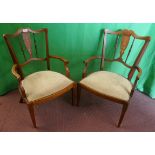 Pair of Edwardian inlaid armchairs