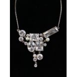 Silver pearl and crystal necklace