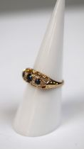 18ct gold rose diamond and sapphire ring - Size L
