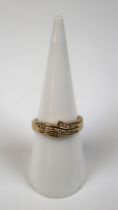 9ct gold channel set diamond ring - Size M