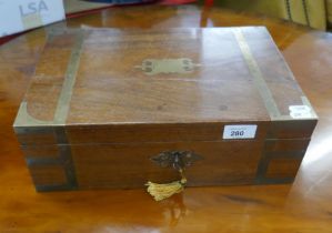 Victorian walnut writing box with key